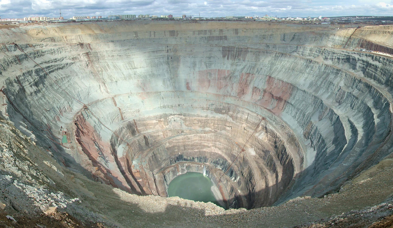 Deep quarry for diamond mining.
